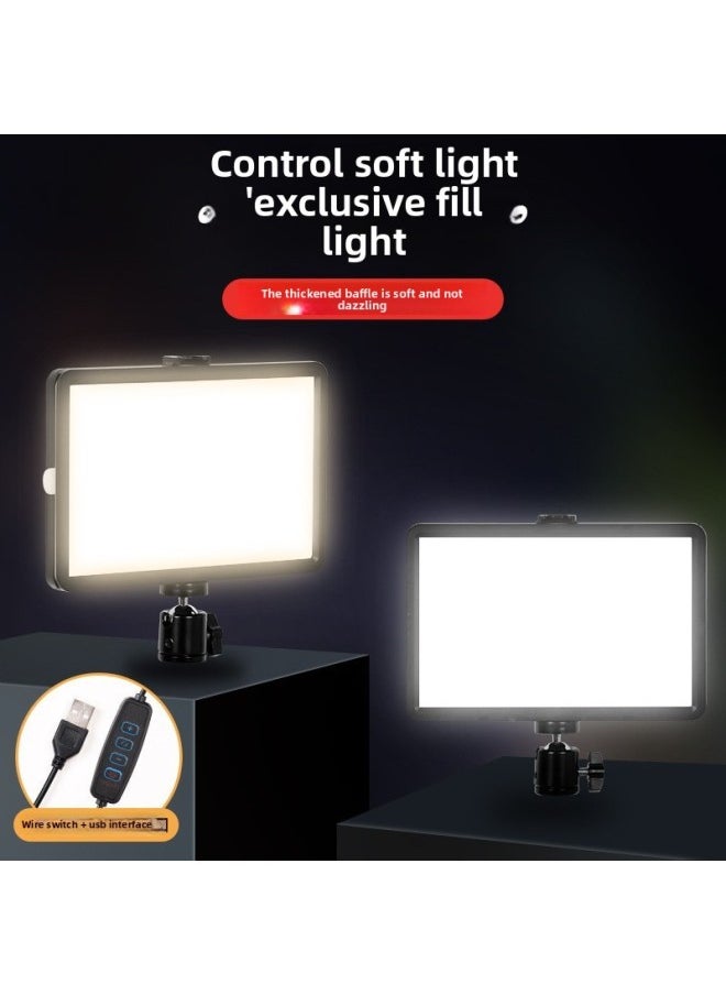 Generic Source Manufacturers A Generation Of LDE Photography Light Small Portable Desktop Square Lamp Professional Live Flat Panel Lamp-Specifications:8inch Square Fill Light + Desktop Disc Bracket Inclined Rod Model  - Image 3