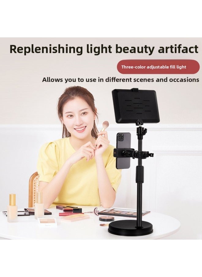 Generic Source Manufacturers A Generation Of LDE Photography Light Small Portable Desktop Square Lamp Professional Live Flat Panel Lamp-Specifications:8inch Square Fill Light + Desktop Disc Bracket Inclined Rod Model  - Image 4