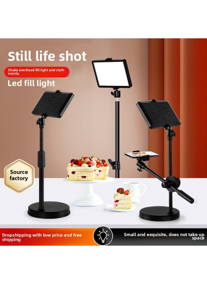 Generic Source Manufacturers A Generation Of LDE Photography Light Small Portable Desktop Square Lamp Professional Live Flat Panel Lamp-Specifications:8inch Square Fill Light + Desktop Disc Bracket Inclined Rod Model  - Image 2