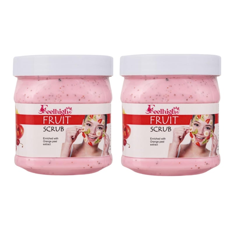 FEELHIGH Fruit Scrub Combo For Face Body 500 Ml Pack 2 All Skin Cleanser Scrub For Deep Exfoliation Dead Skin Remover Scrub Tan Removal Blackhead Remover Scrub - Image 1