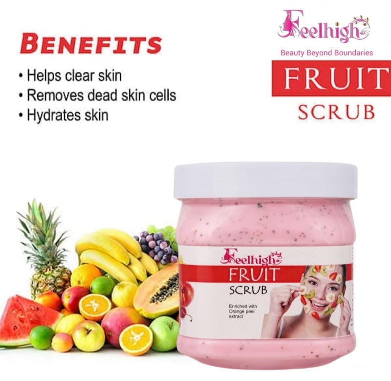 FEELHIGH Fruit Scrub Combo For Face Body 500 Ml Pack 2 All Skin Cleanser Scrub For Deep Exfoliation Dead Skin Remover Scrub Tan Removal Blackhead Remover Scrub - Image 2