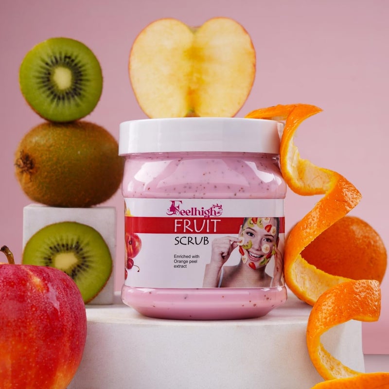 FEELHIGH Fruit Scrub Combo For Face Body 500 Ml Pack 2 All Skin Cleanser Scrub For Deep Exfoliation Dead Skin Remover Scrub Tan Removal Blackhead Remover Scrub - Image 4