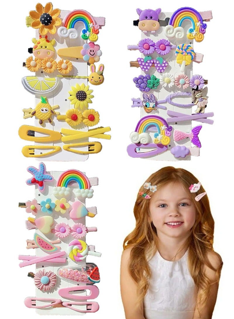 42 قطعة من مقاطع الشعر ، مقاطع الشعر للفتيات ، اكسسوارات الشعر للفتيات ، والأطفال تصميم مقاطع الشعر ، زهرة قوس قزح حلوى الفاكهة لطيف مقاطع الشعر للفتيات ، متعدد الألوان . - Image 1