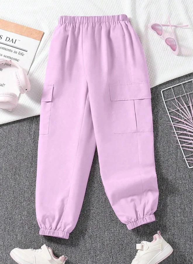 Take Two Take Two Teens Purple Solid Cargo Joggers