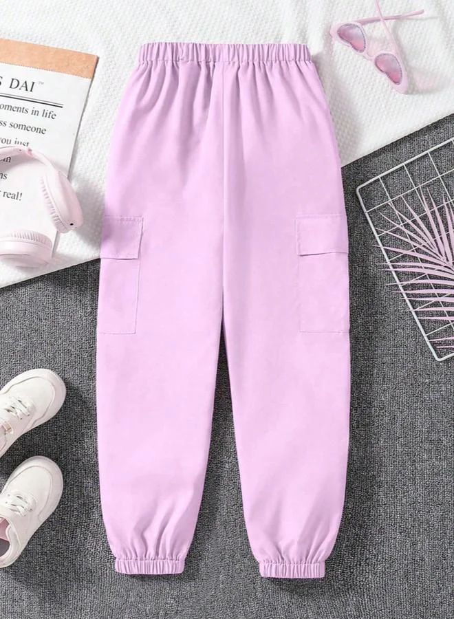 Take Two Take Two Teens Purple Solid Cargo Joggers