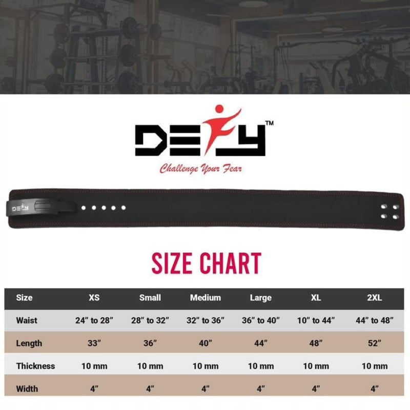 DEFY Challenge Your Fear DEFY Power Lifting Belt Lever Buckle Genuine Leather 10MM Gym Training Exercise Belt Black (Medium) - Image 3