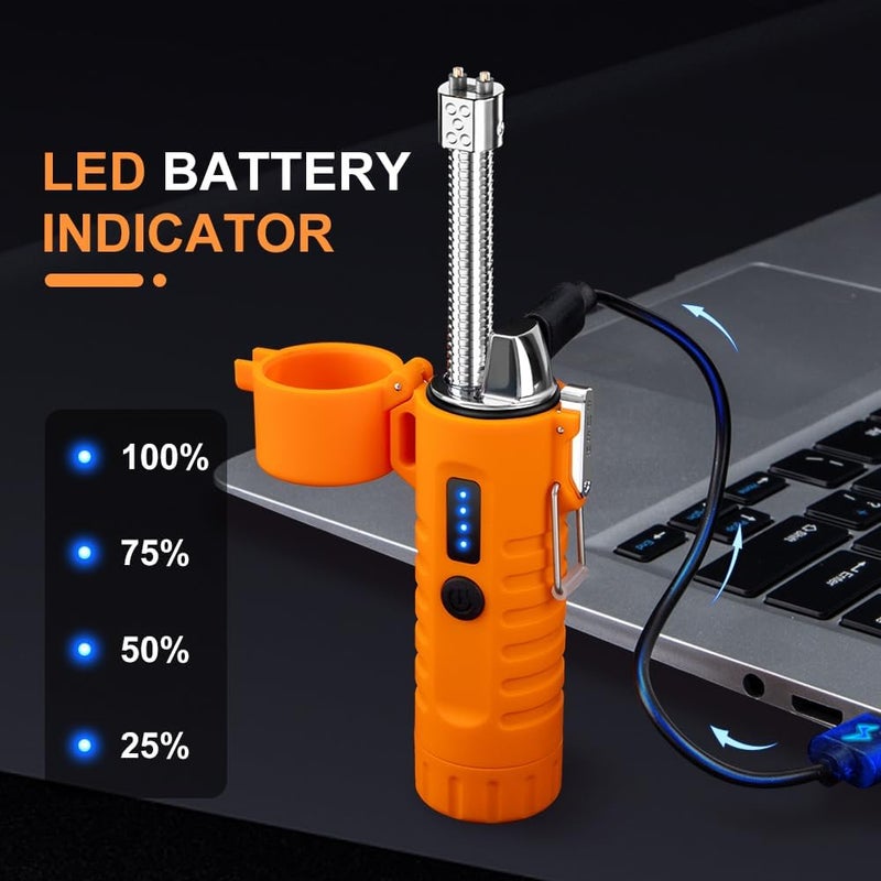 LCFUN Electric Lighters Rechargeable Lighters Flexible Neck Dual Arc Electronic Lighter USB C Lighter with LED Battery Indicator and Flashlight for Candle, Camping, Hiking, Outdoor Adventure - Image 3
