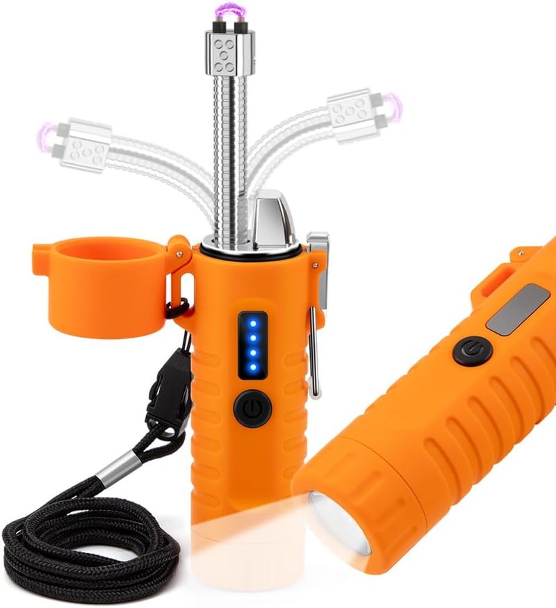 LCFUN Electric Lighters Rechargeable Lighters Flexible Neck Dual Arc Electronic Lighter USB C Lighter with LED Battery Indicator and Flashlight for Candle, Camping, Hiking, Outdoor Adventure - Image 1