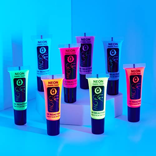 UV Glow - Neon UV Fabric Paint - 0.34oz - Textile paint for clothes, t-shirts, bags, shoes & canvas (Set of 8) - Image 2