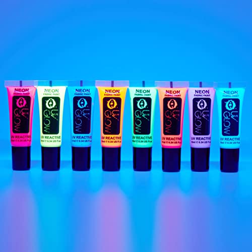 UV Glow - Neon UV Fabric Paint - 0.34oz - Textile paint for clothes, t-shirts, bags, shoes & canvas (Set of 8) - Image 4