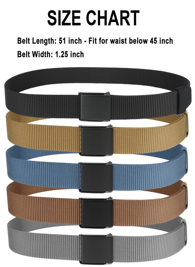 HOANAN 5 Pack Nylon Tactical Flip-Top Buckle Belts, 1 1/4” Lightweight Military Webbing Belt for Men/Women (Fit pants up to 45") - Image 3