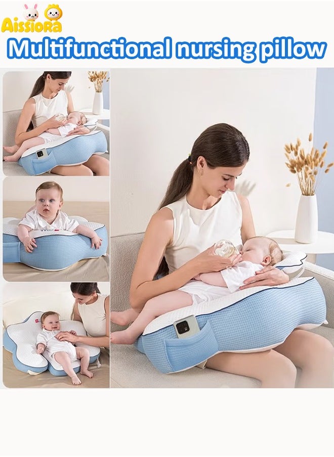 Aissiora Multifunctional nursing pillow Baby nursing pillow Baby anti-milk pillow Newborn feeding pillow Baby nursing pillow Double-sided Baby ramp pillow  - Image 1