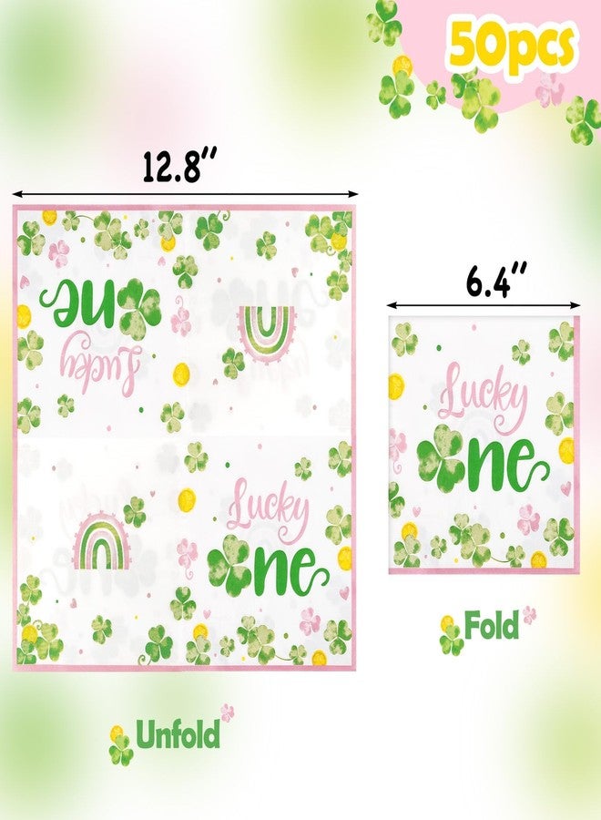 Nefelibata Lucky One Napkins 50Pcs, St. Patrick's Day Lucky One First Birthday Decorations for Girl, Shamrock Paper Napkins for Girl's Birthday Party, Pink Irish Table Decor - Image 3