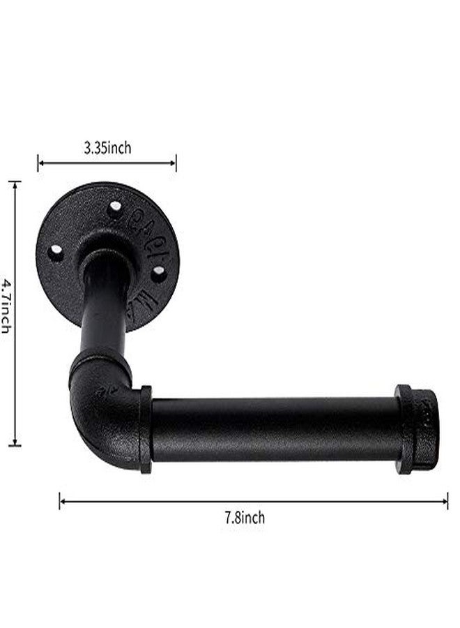 Home TZH Industrial Pipe Toilet Paper Holder, DIY Vintage Rustic Paper Holder Towel Racks Heavy Duty Pipe Roll Tissue Holder with Mounting Screws for Bathroom, Bedroom, Kitchen (Black, 2) - Image 4