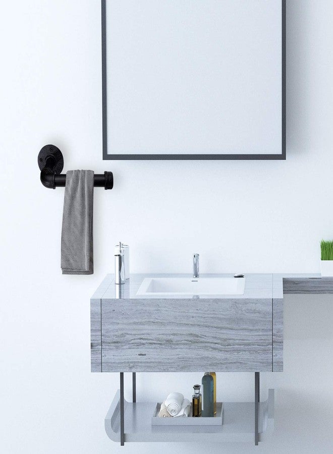Home TZH Industrial Pipe Toilet Paper Holder, DIY Vintage Rustic Paper Holder Towel Racks Heavy Duty Pipe Roll Tissue Holder with Mounting Screws for Bathroom, Bedroom, Kitchen (Black, 2) - Image 5