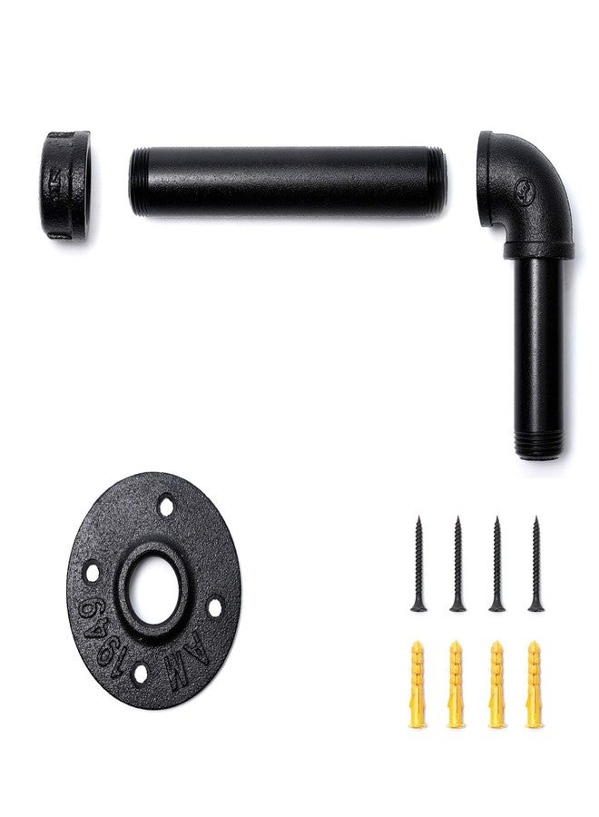 Home TZH Industrial Pipe Toilet Paper Holder, DIY Vintage Rustic Paper Holder Towel Racks Heavy Duty Pipe Roll Tissue Holder with Mounting Screws for Bathroom, Bedroom, Kitchen (Black, 2) - Image 3