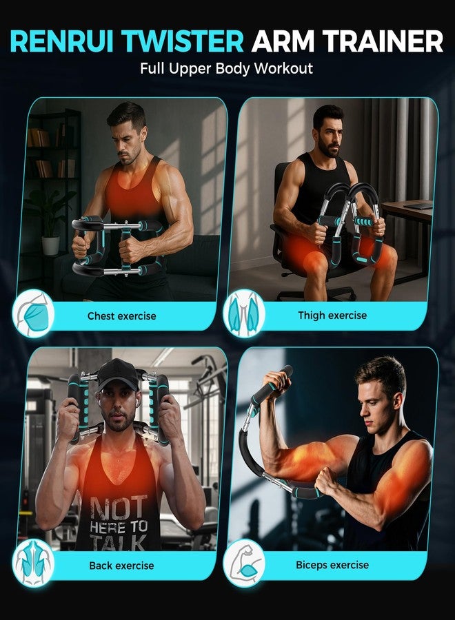 RENRUI Twister Arm Trainer Chest Workout Equipment for Men & Women, Adjustable 5 Resistance (40-130 lbs) Home Gym Strength Trainer with Anti-Slip Handles & Carry Bag (Blue) - Image 4