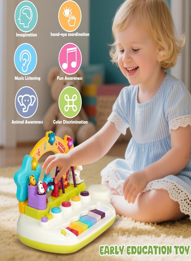 nicknack ألعاب بيانو للأطفال من 1+ سنة هدايا عيد الميلاد ألعاب موسيقية مضيئة حيوانات أدوات موسيقية لعبة بيانو لوحة مفاتيح للأطفال الصغار تعليمية تفاعلية 3+ أشهر - Image 2
