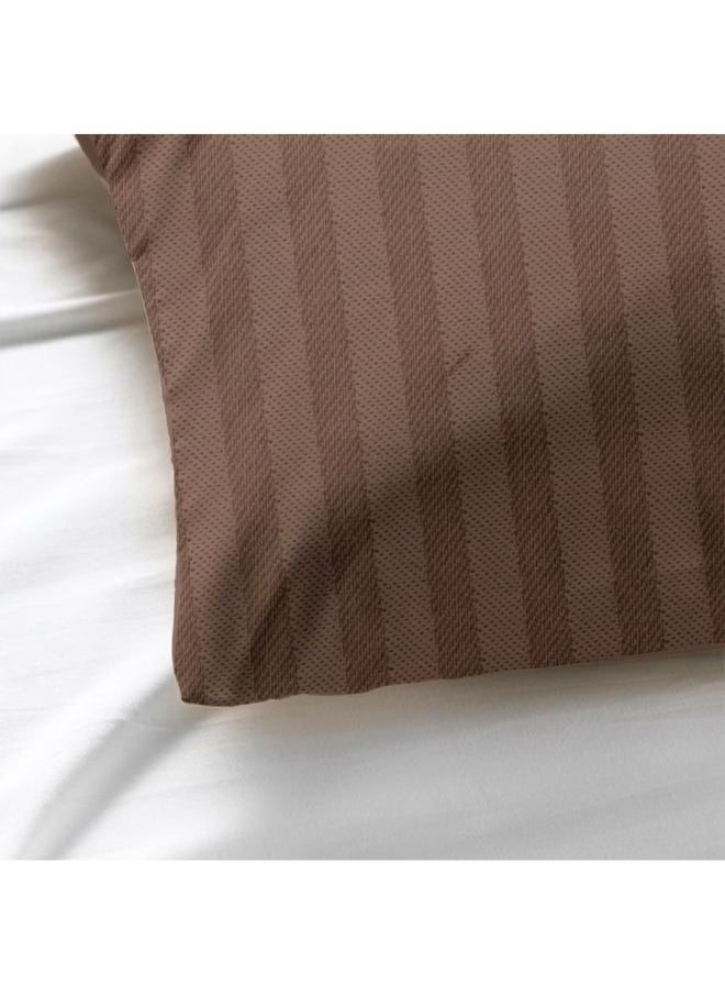 BYFT Tulip (Dark Brown) Single Size Fitted Sheet and Pillow Covers with 1 cm Satin Stripe (Set of 2 Pcs) 100% Cotton, Soft and Luxurious Hotel Quality Bed linen-300 TC  - Image 5