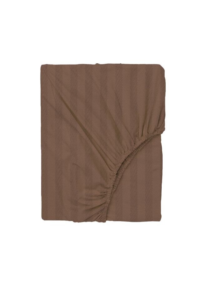 BYFT Tulip (Dark Brown) Single Size Fitted Sheet and Pillow Covers with 1 cm Satin Stripe (Set of 2 Pcs) 100% Cotton, Soft and Luxurious Hotel Quality Bed linen-300 TC  - Image 2