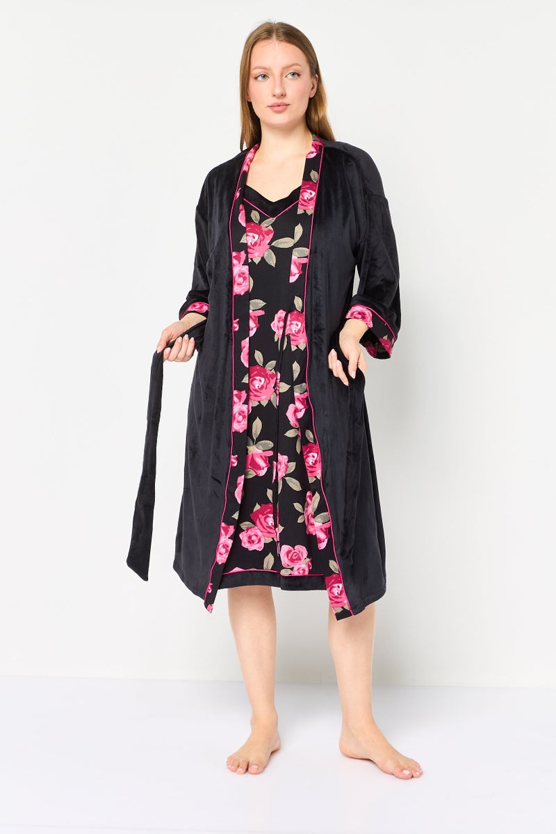 Christian Siriano Women 2 Pieces Floral Print Robes And Dress Set, Multicolor - Image 1