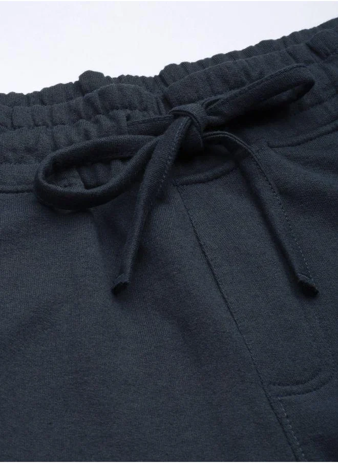 The Indian Garage Co Men Slim Fit Solid Mid-Rise Stretchable Knitted Jogger Trousers