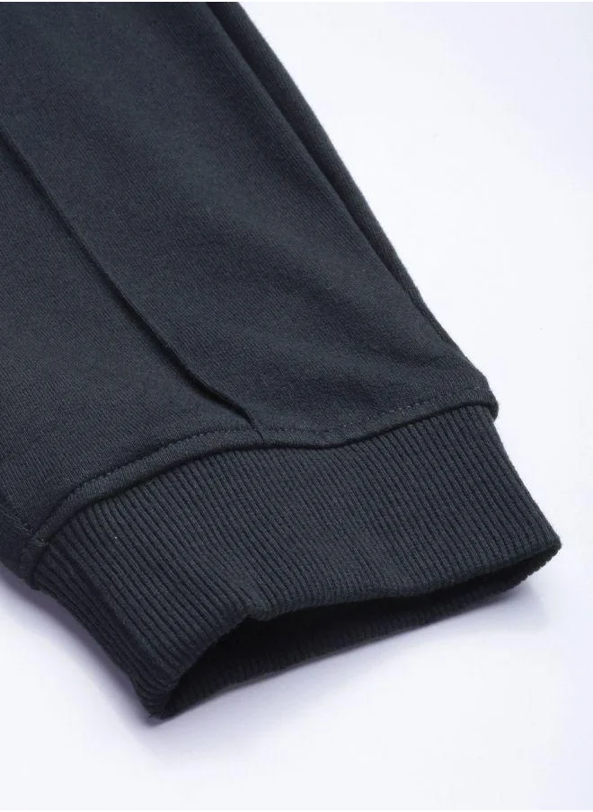 The Indian Garage Co Men Slim Fit Solid Mid-Rise Stretchable Knitted Jogger Trousers
