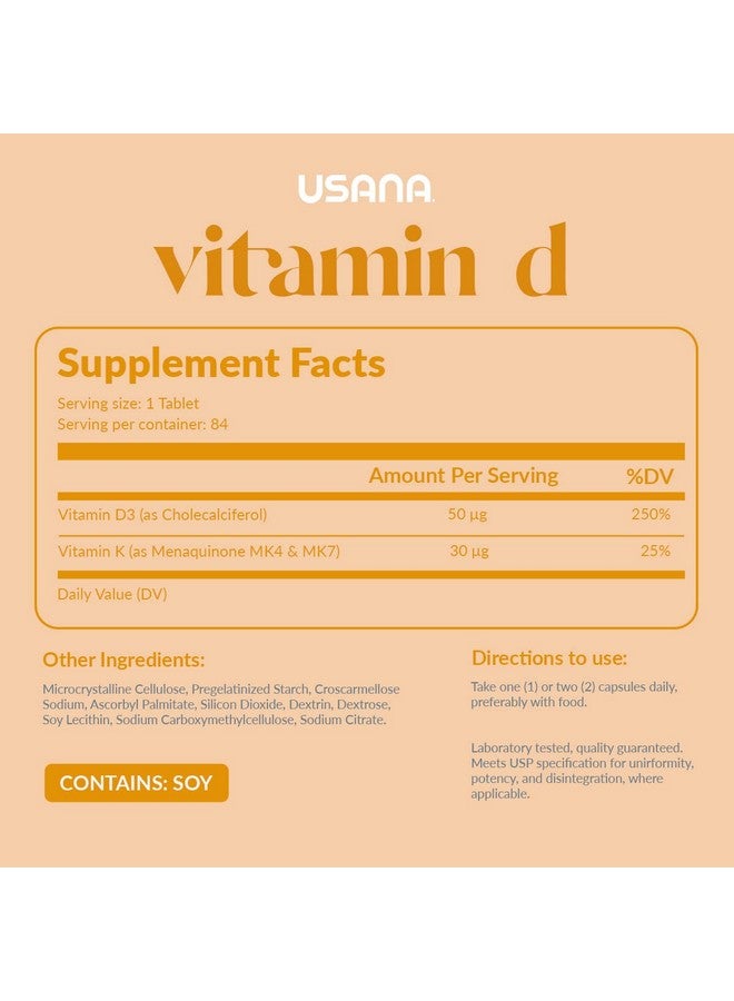 USANA فيتامين د أقصى قوة 2000 وحدة دولية مكمل فيتامين د لدعم نظام المناعة الصحي بالفعل* 84 قرص - Image 3
