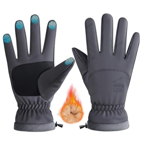 REFFER Winter Gloves for Men and Women, Full Hand Touchscreen Winter Gloves, Warm Gloves Cold Weather Gloves Snow Ski Gloves Windproof, Water Splash-Proof Anti-Slip (Grey, One Size) - Image 1