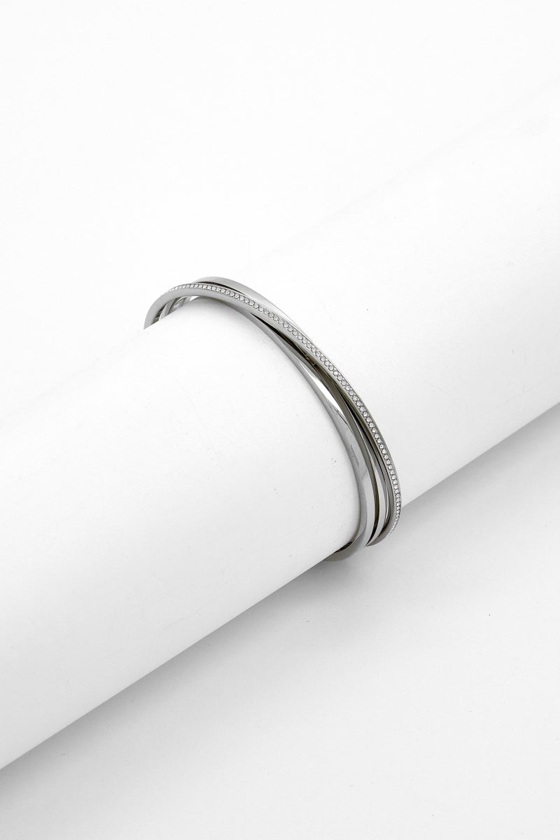 BOSS Women Stainless Steel Crystal Bracelet, Silver  - Image 1
