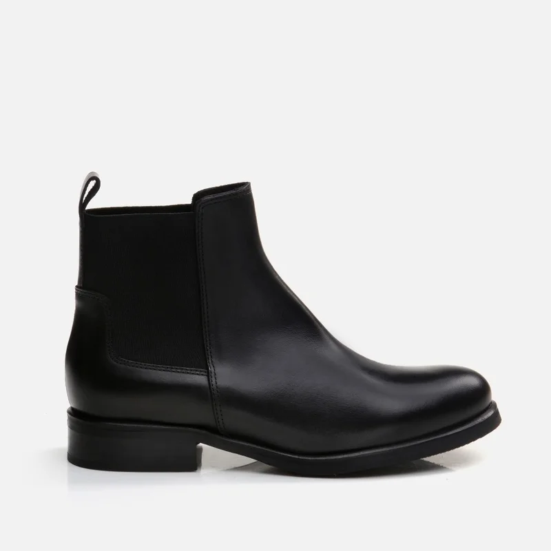 Hotiç 01BOH291830A100 GENUINE Leather Black Women's Flat Boots