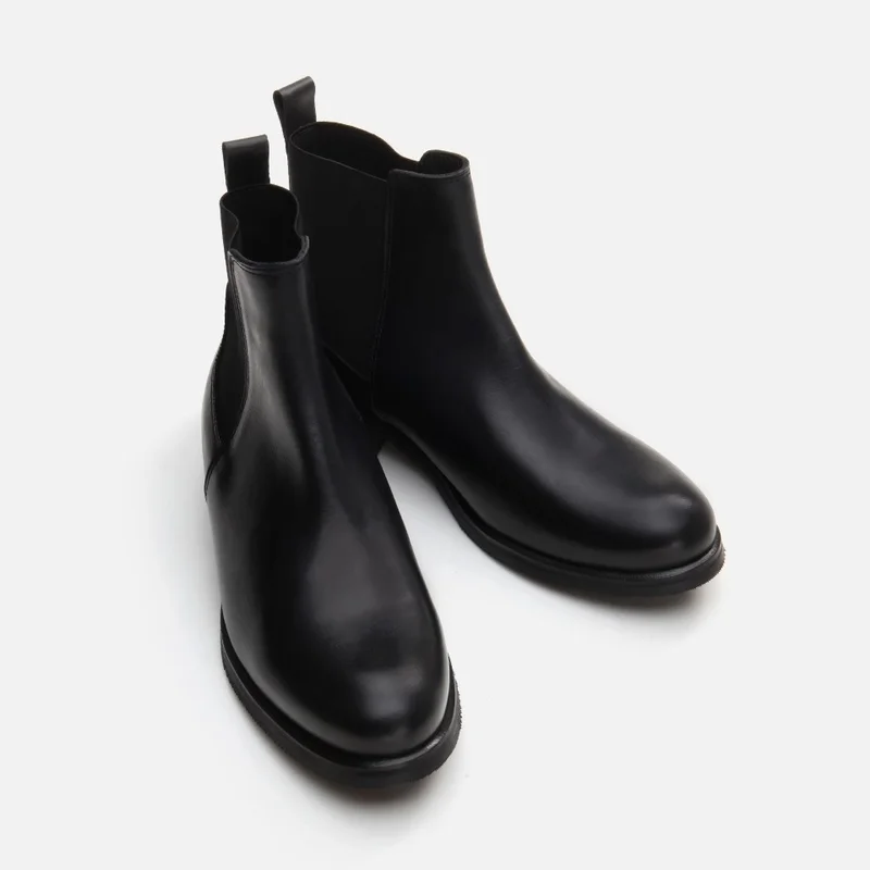 Hotiç 01BOH291830A100 GENUINE Leather Black Women's Flat Boots