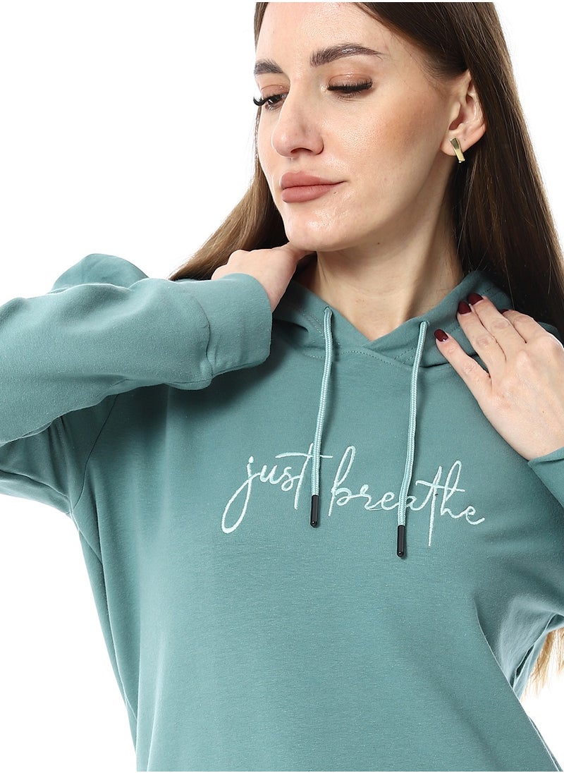 Caesar WomenEmbroidery Melton sweat Shirt With Long Sleeves  - Image 3