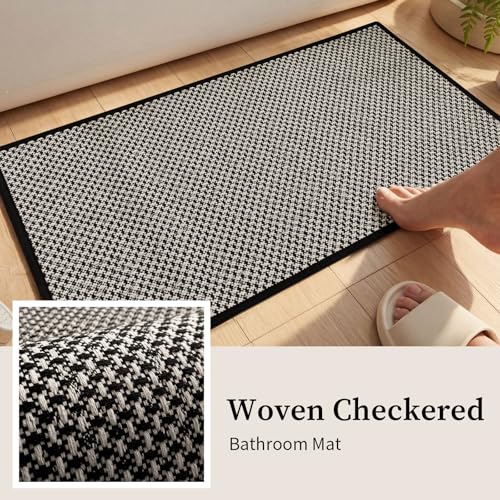 YIHOUSE Thin Bath Mat Black Bathroom Rugs Sets 3 Pieces Non Slip Absorbent Bath Mats Quick Dry Woven Braided Rugs Washable Rubber Tapetes para Bao for Bathroom TolietBathtub - Image 3