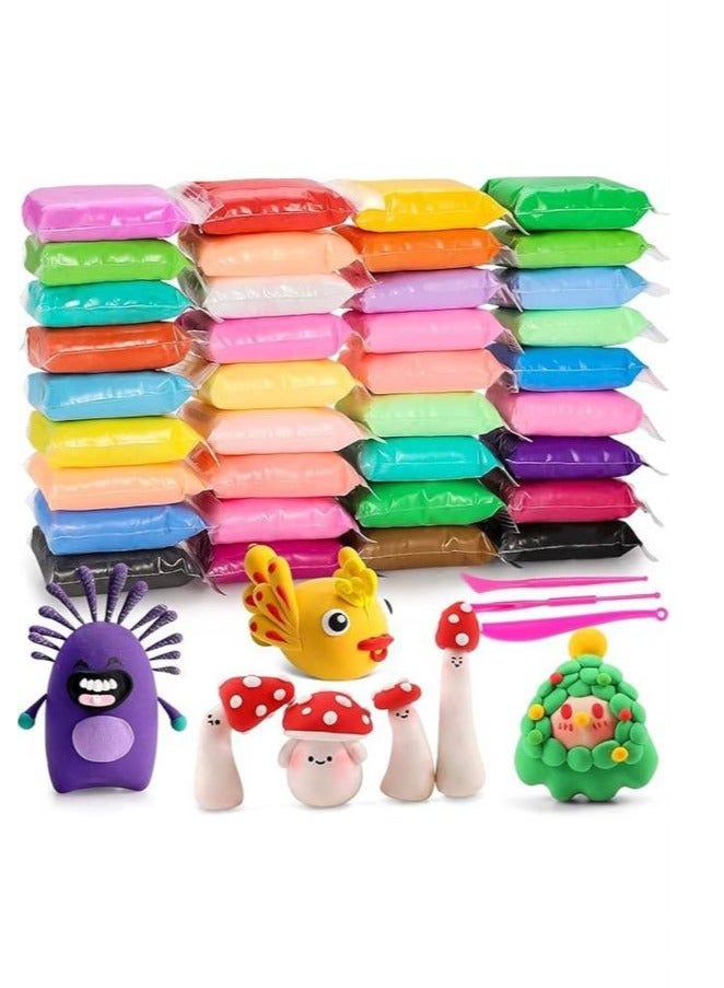 جيرينك 36قطعة صلصال فوم للاطفال يجف بالهواء ولا يلتصق باليد مع أدوات إبداعية، لا يسبب الحساسية وصديق للبيئة، مناسب للأطفال والكبار، مثالي للحرف اليدوية والإبداع الفني - Image 1