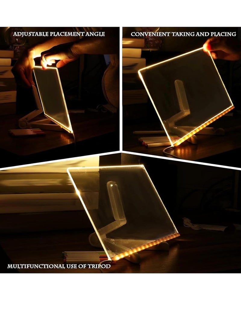 general Acrylic LED whiteboard with stand and marker, LED whiteboard for reminders and messages, suitable for offices and homes（30*20cm）  - Image 4