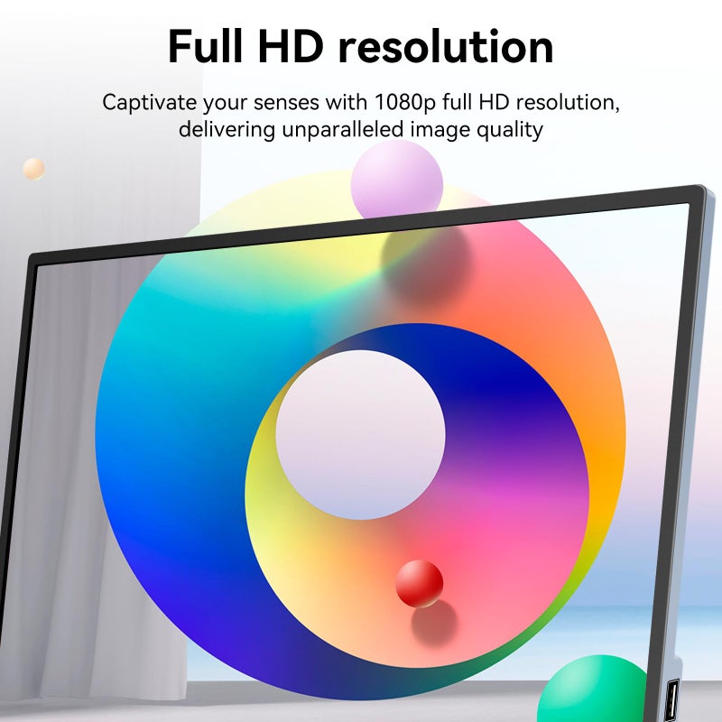 شاشة محمولة بقياس 15.6 بوصة وشاشة تعمل باللمس، بدقة FHD 1080P وتقنية IPS، نحيفة للغاية، شاشة ثانوية خارجية مزودة بمكبرات صوت مدمجة ودعامة تثبيت VESA، شاشة سفر من نوع USB-C لأنظمة الكمبيوتر المحمول ووي - Image 2