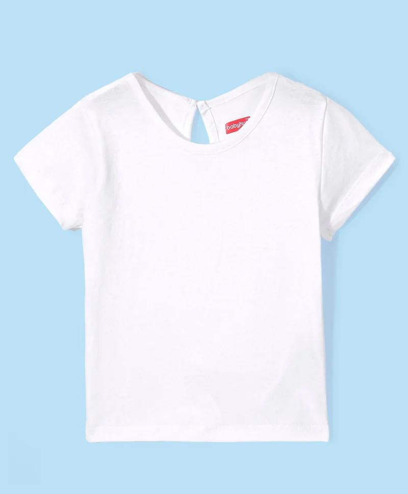 babyhug Babyhug Embroidered Denim Frock with Short Sleeves Inner Tee - Blue