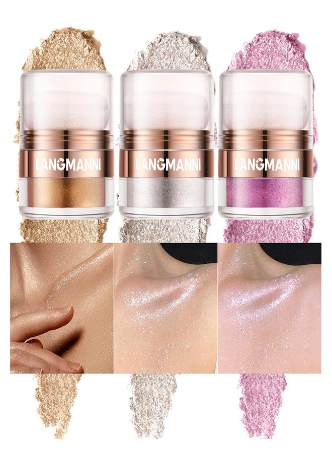 AKARY Shimmer Powder Highlighter, Golden Face Body Glow Pearl Illuminator, Intensely Pigmented for High Impact Dewy Finish (02#Golden) - Image 3
