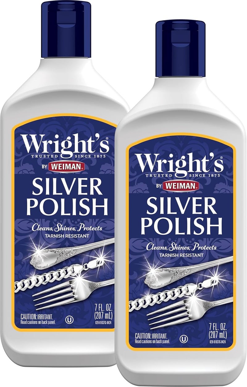 Wright's Silver Cleaner and Polish - 7 Ounce (2 Pack) Ammonia-Free - Use on Silver, Jewelry, Antique Silver - Image 1