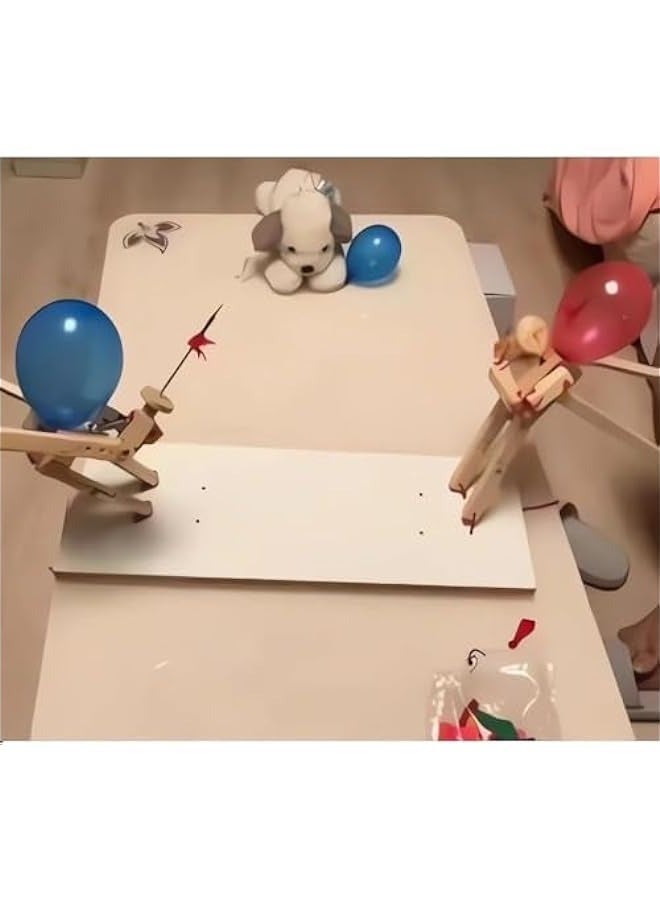 DURKU 2024 New Handmade Wooden Fencing Puppets Balloon Bamboo Man Battle 2Player Game Fast Paced Balloon Fight Whack a Balloon Party Game - Image 2