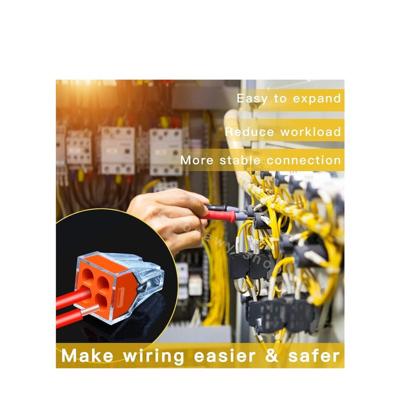 Barakah Push in Wire Connectors Quick Connect Electrical 2-Port 50 Pcs + 4-Port 50 Pcs Pushin Small Wire Nuts Assortment Wiring Connecters - Image 3
