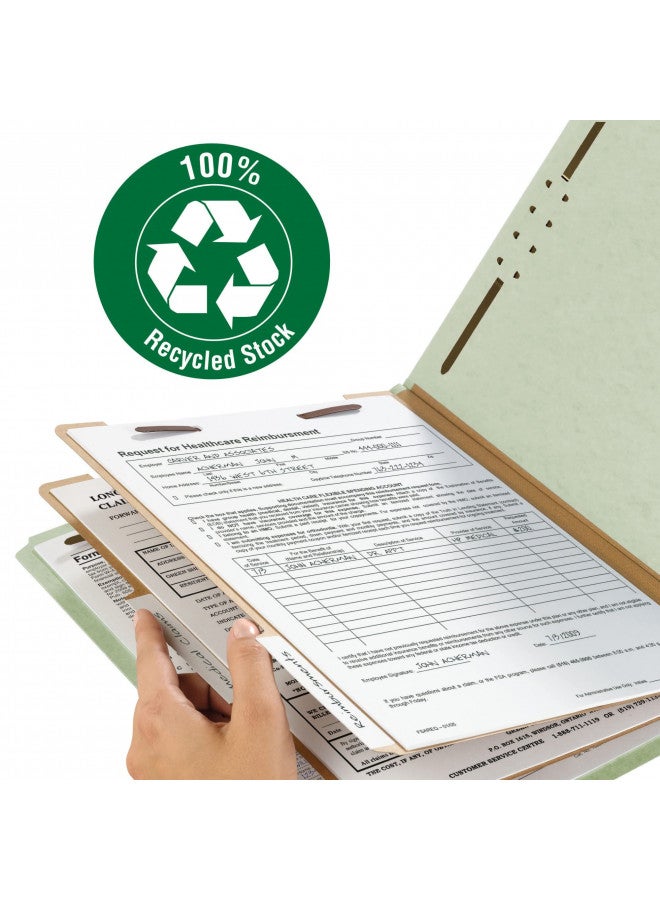 Smead 100% Recycled Pressboard Classification File Folder, 2 Dividers, 2" Expansion, Letter Size, Gray/Green, 10 per Box (14023) - Image 3
