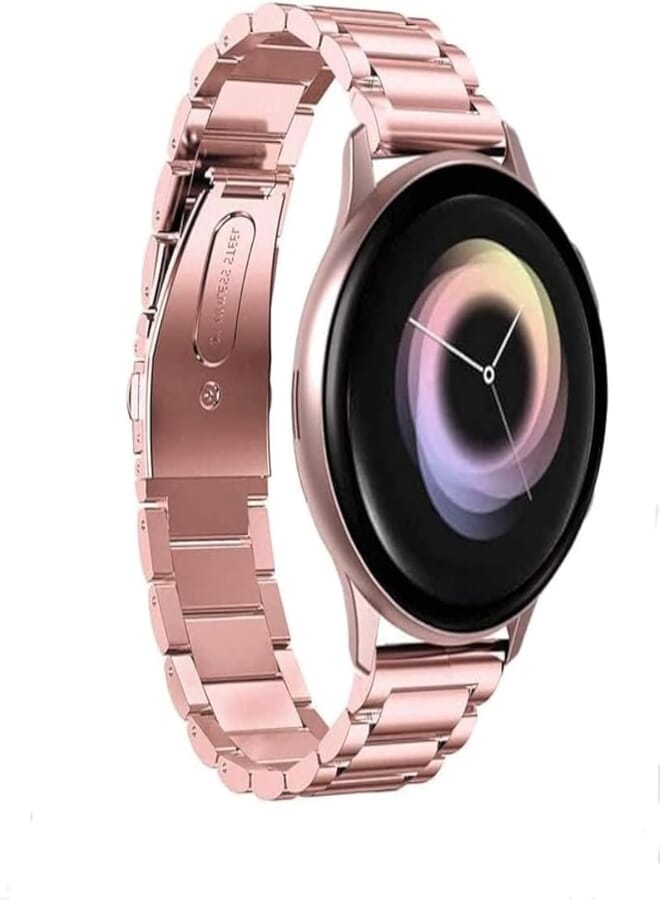 G-Power Stainless Steel Replacement Wrist Band Strap With Double Folding Clasp And High Elasticity Specially For Huawei/Samsung Galaxy Smart Watches 20/40/41/44 Mm - Pink 