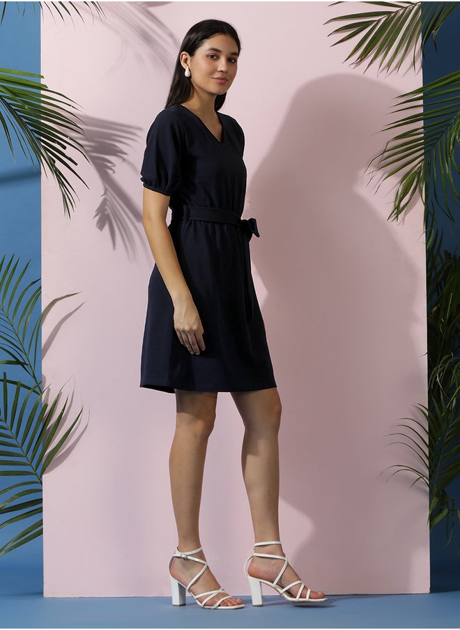 Kotty V Neck Puff Sleeves A-Line Mini Dress  - Image 5