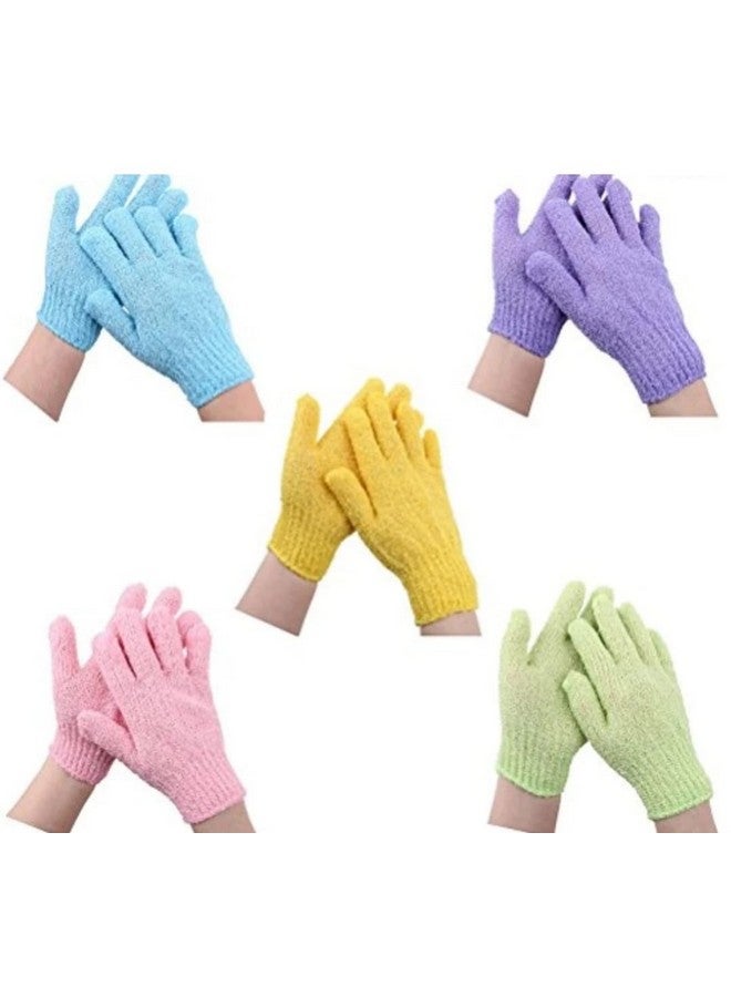 Feelhigh Exfoliating Dual Texture Bath Gloves for Shower, Spa, Massage and Body Scrubs (medium, 5)