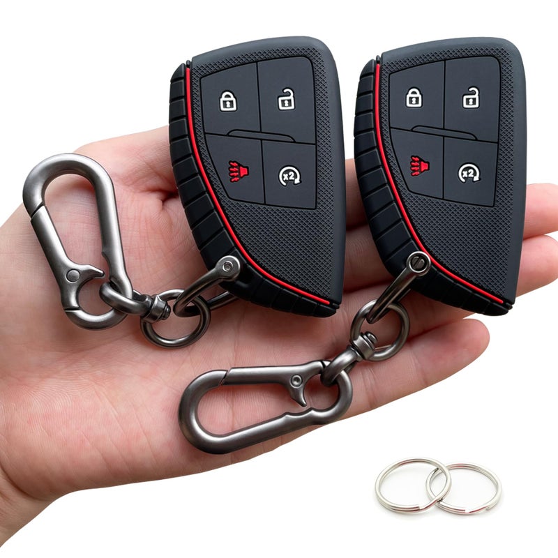 TANDRIVE 4-Button Key Fob Cover for 2023-2025 2026 Chevy Colorado Equinox Silverado GMC Canyon Sierra 2025 Honda Prologue, Silicone, 2-Pack, Black - Image 1