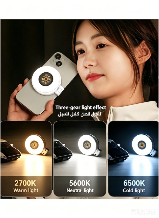 New W50 Mobile Phone Magnetic Fill Light, Portable Handheld Lighting Tool for Horizontal and Vertical Shooting, Stable and Adjustable Brightness, RGB white - Image 1
