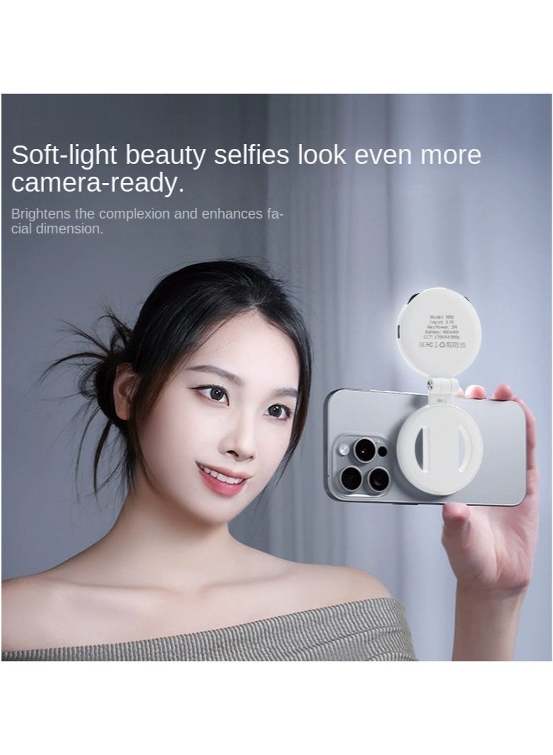 New W50 Mobile Phone Magnetic Fill Light, Portable Handheld Lighting Tool for Horizontal and Vertical Shooting, Stable and Adjustable Brightness, RGB white - Image 2