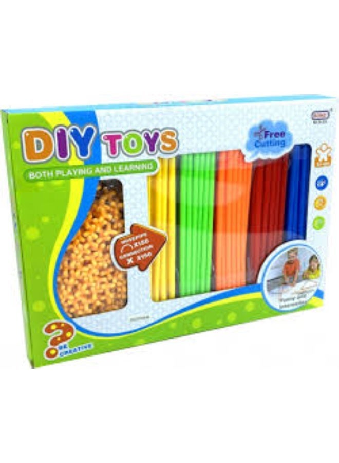 Clicko DIY building blocks Multi-Color Construction Blocks Straws Sticks Tubes 300 Pieces - Image 1